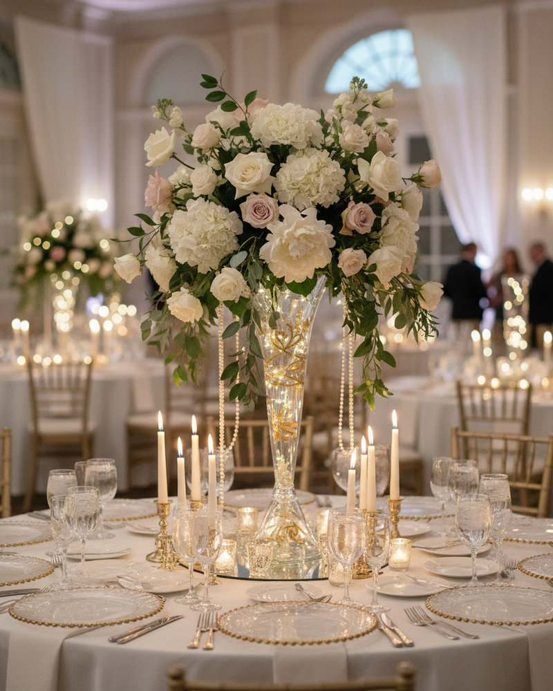 Elegant wedding table centerpiece