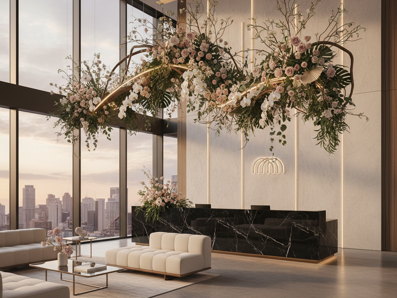 Modern corporate floral installation